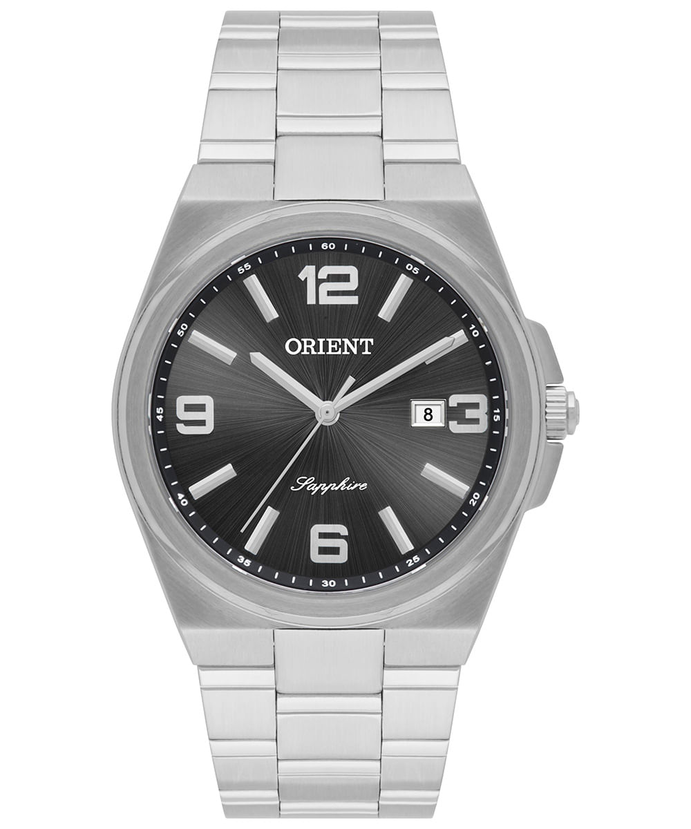 relógio masculino orient mbss1458p2sx analógico calendário prateado