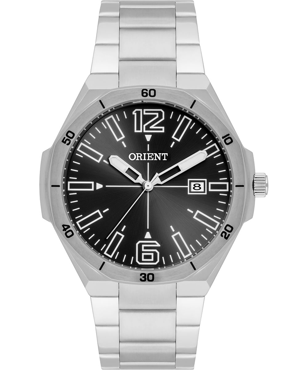 relógio masculino orient mbss1470p2sx analógico calendário prateado