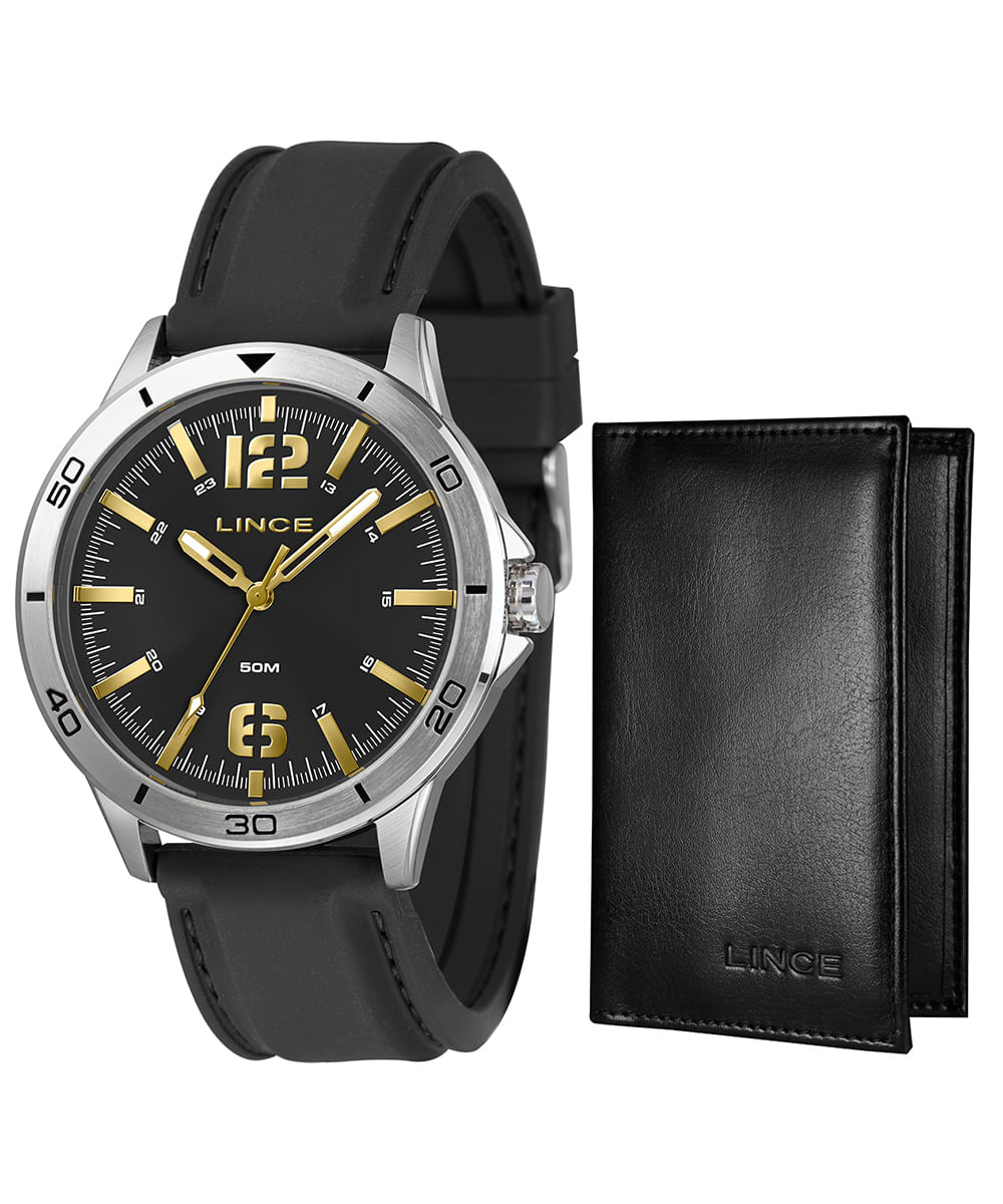 kit relógio masculino lince mrpm011l46ka8ep2px analógico preto