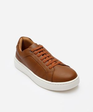 tênis casual de couro com recortes oneself marrom