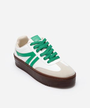 tênis flatform com recortes bicolor ace oneself off white