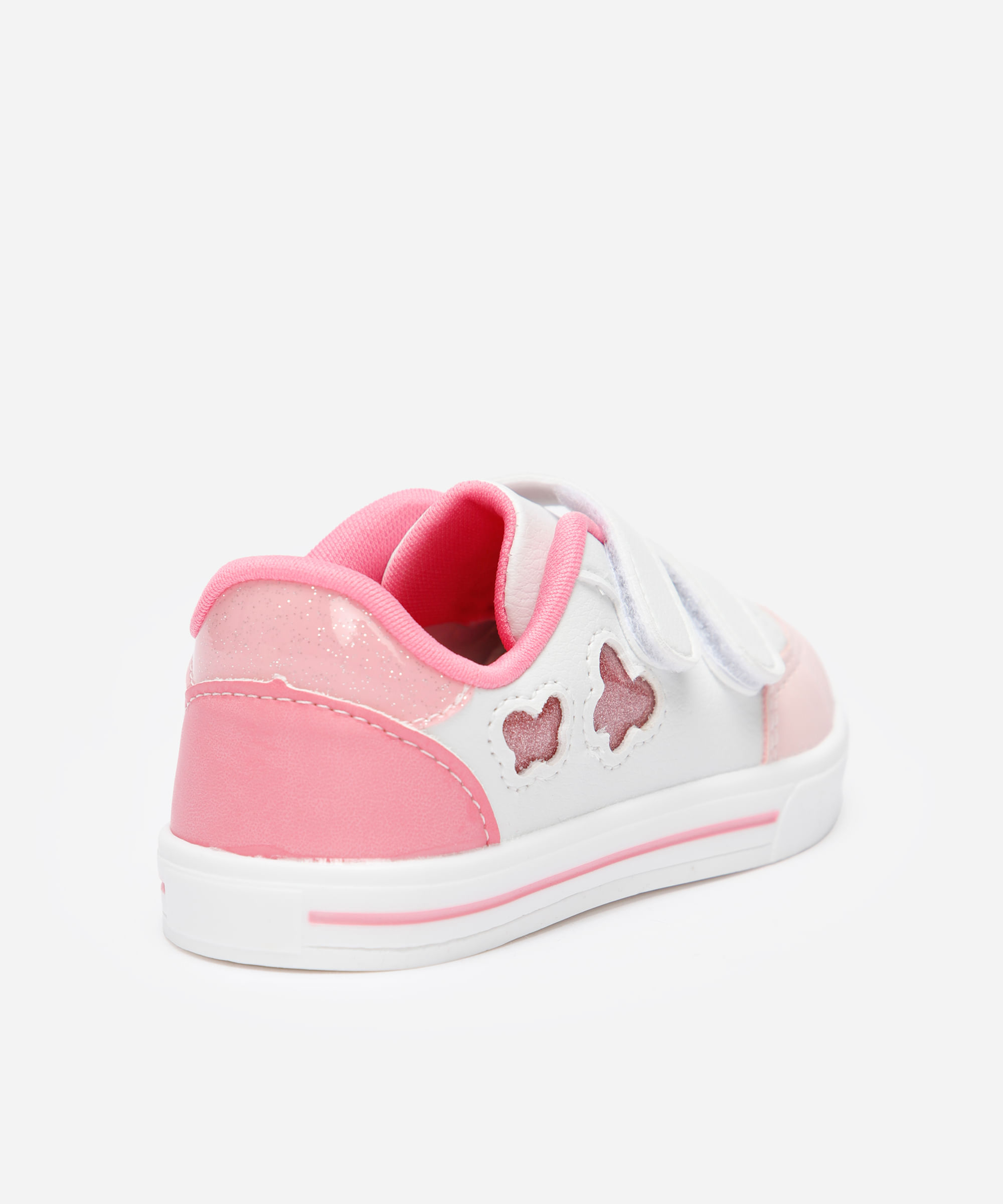 tênis casual infantil borboletas com velcro branco