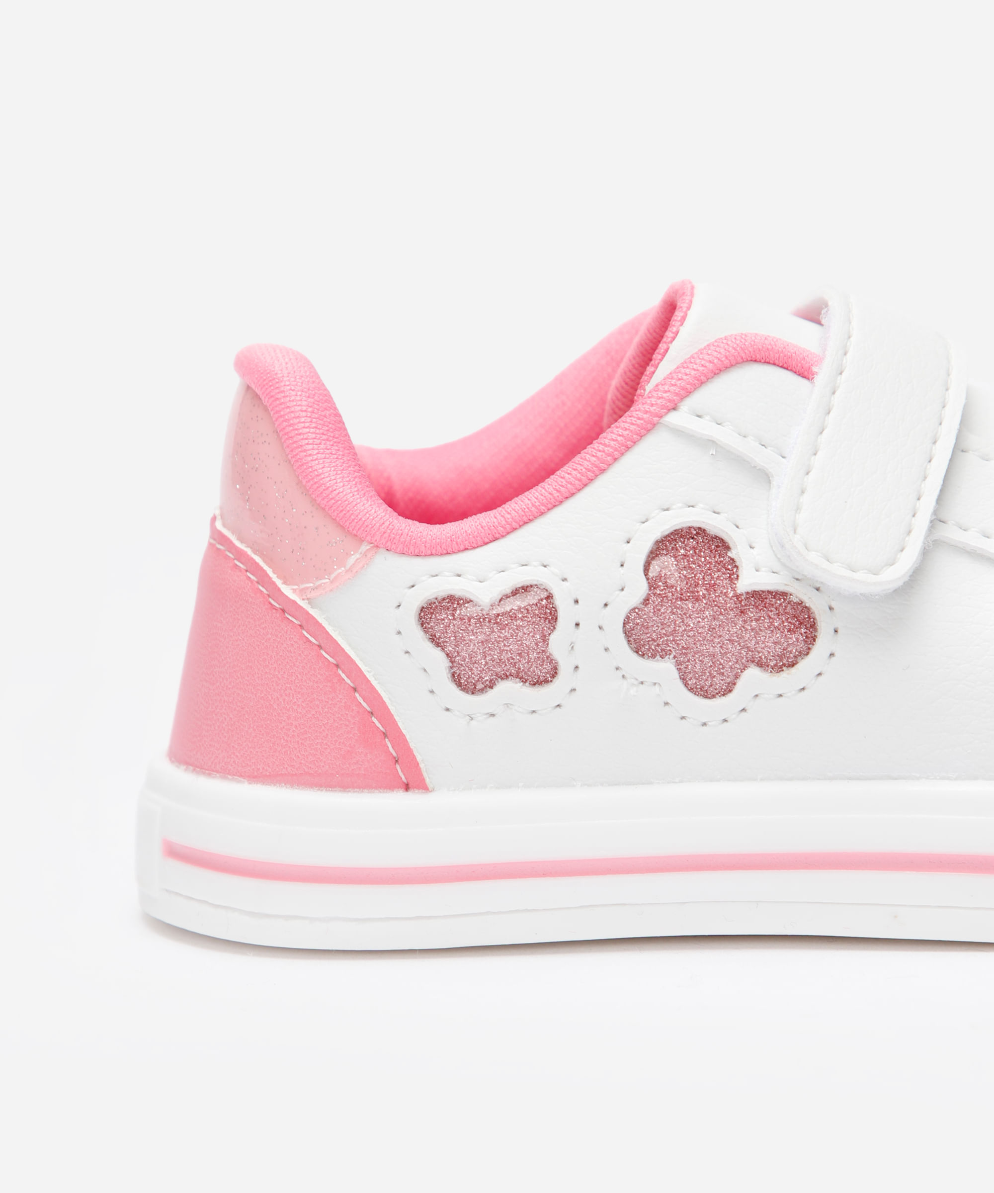 tênis casual infantil borboletas com velcro branco
