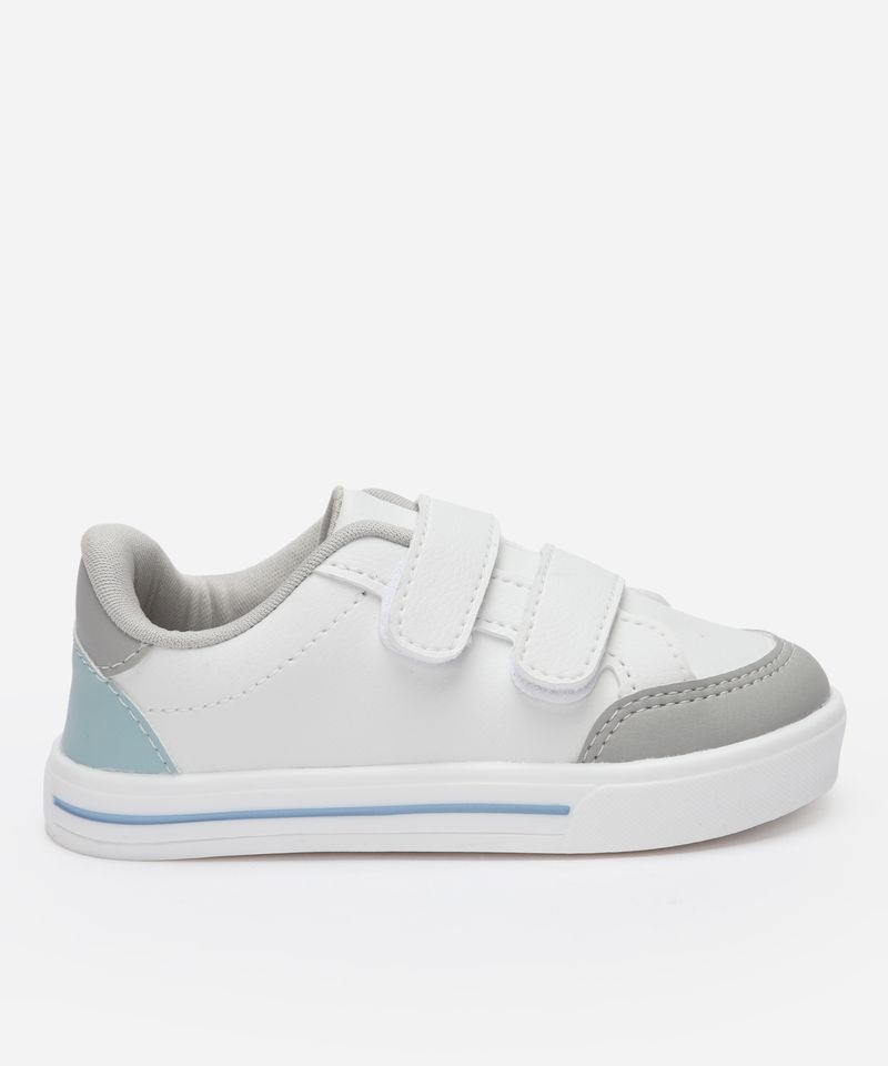tênis casual infantil cano baixo com velcro branco