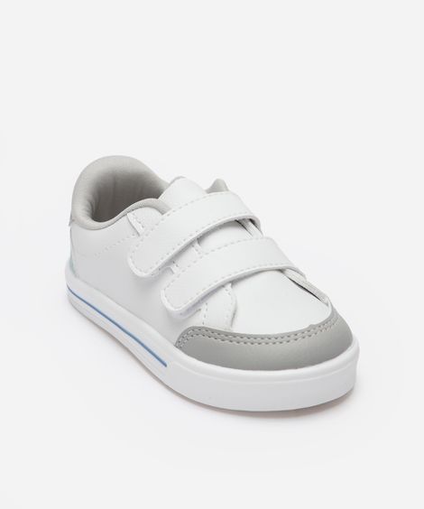 tênis casual infantil cano baixo com velcro branco