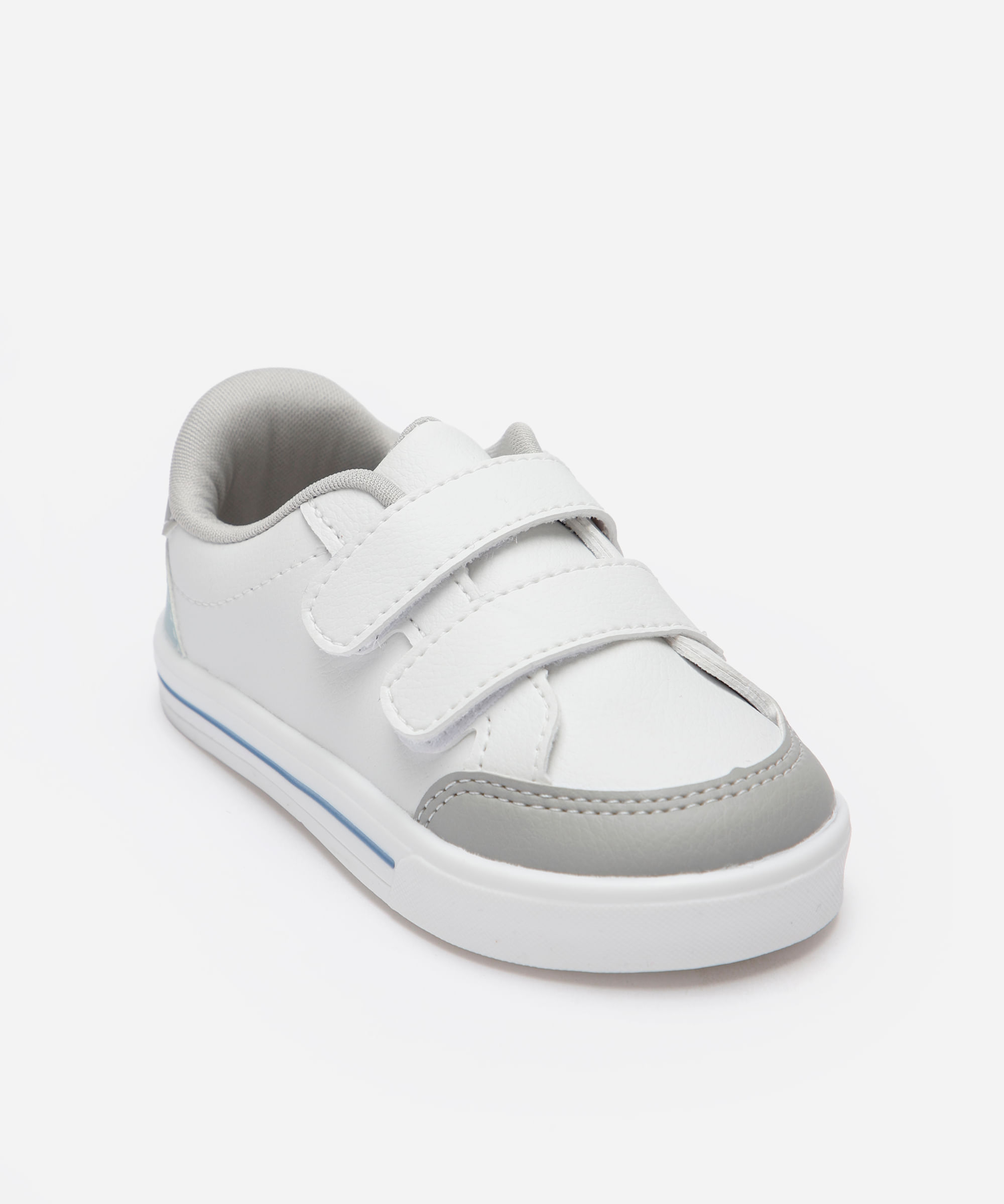 tênis casual infantil cano baixo com velcro branco