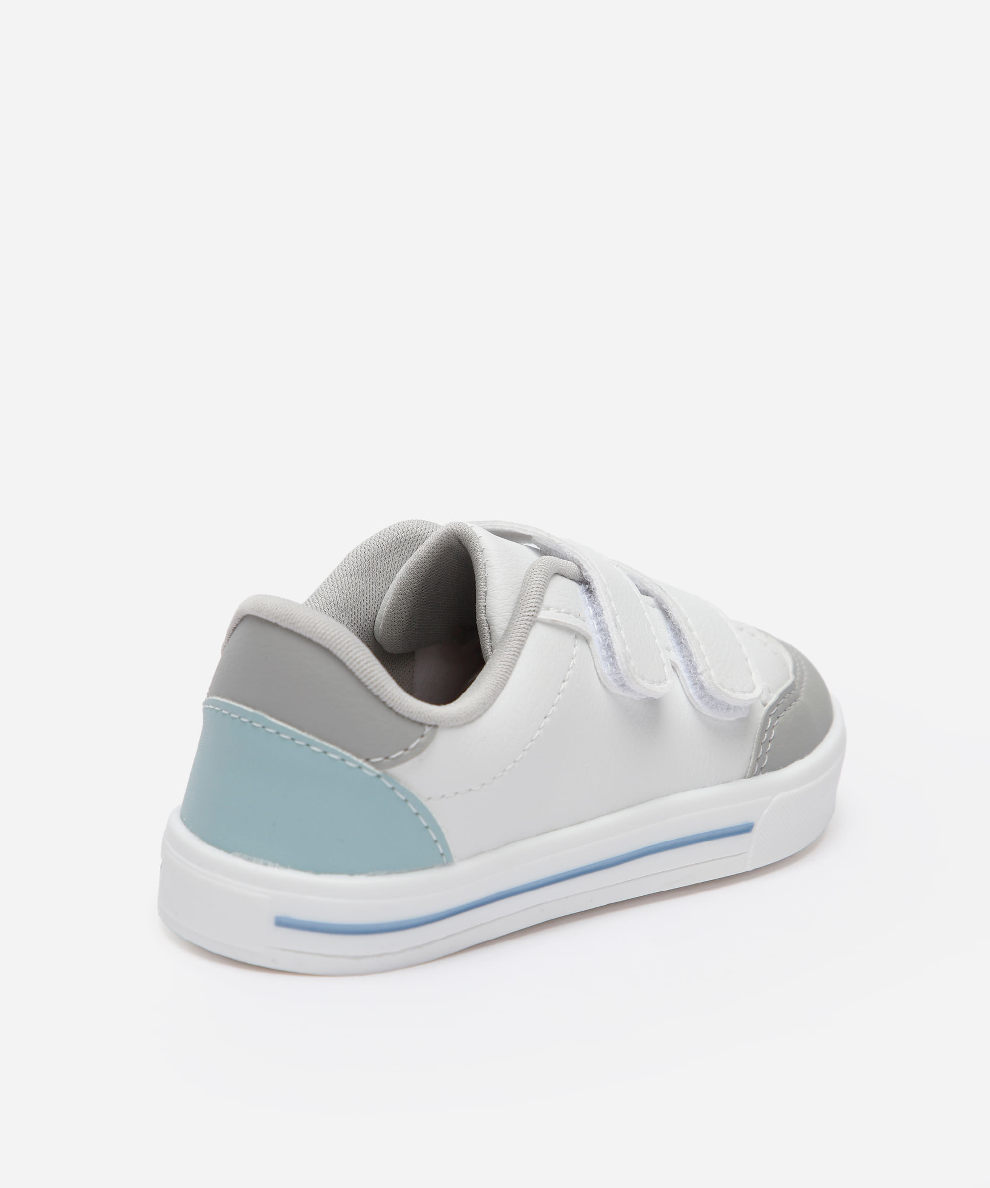 tênis casual infantil cano baixo com velcro branco