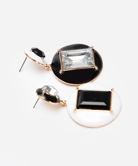 brinco arredondado com pedraria colorido