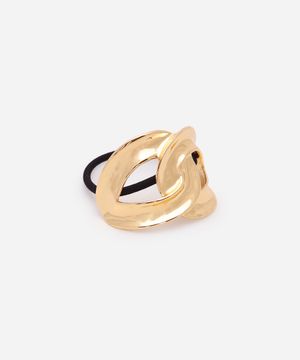 elástico para cabelo com elo dourado