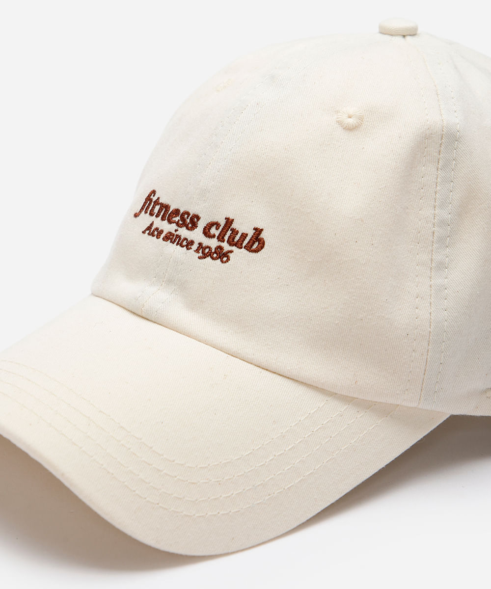 boné feminino aba curva algodão bordado lettering off white