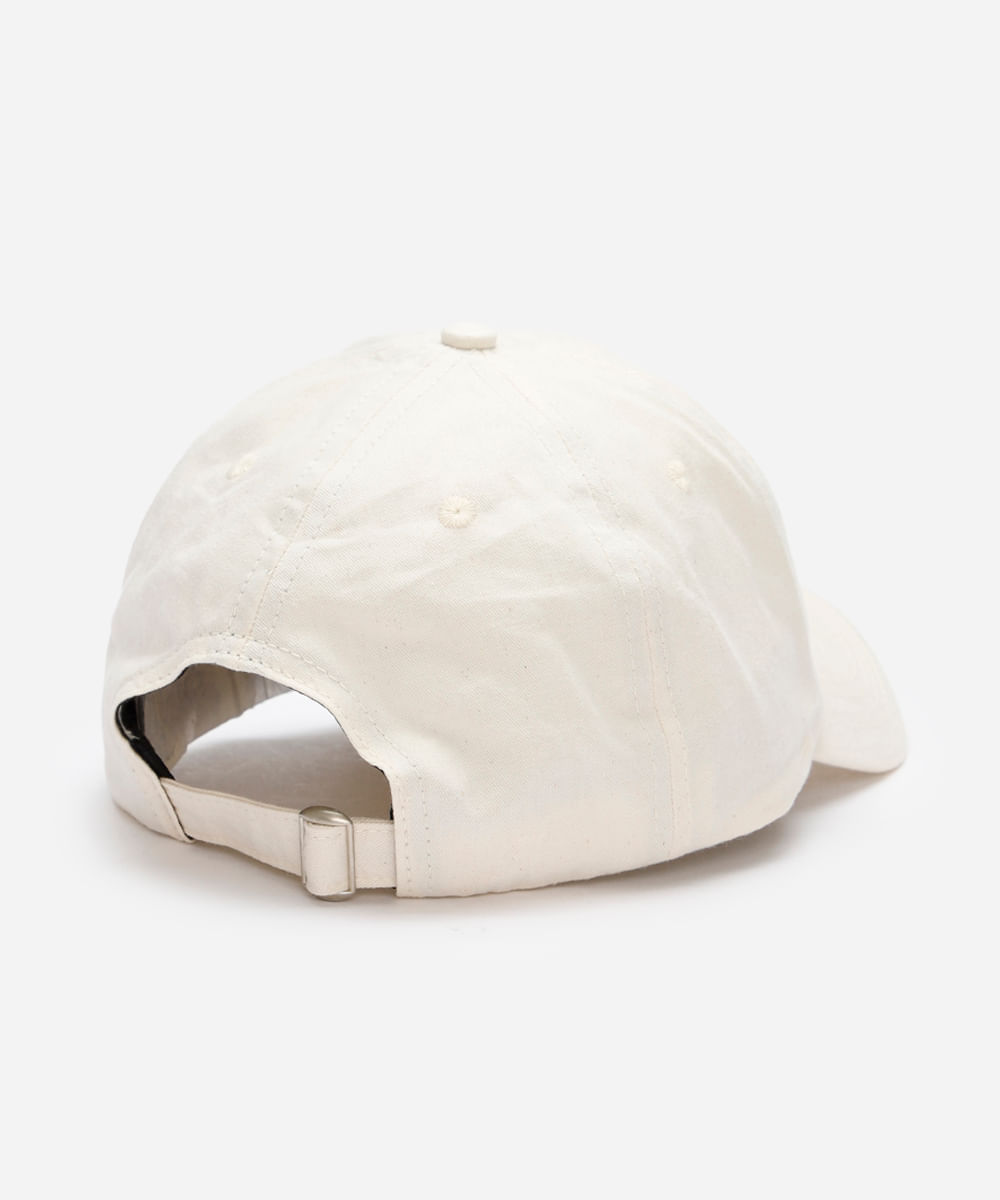 boné feminino aba curva algodão bordado lettering off white