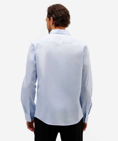 camisa masculina de algodão manga longa azul