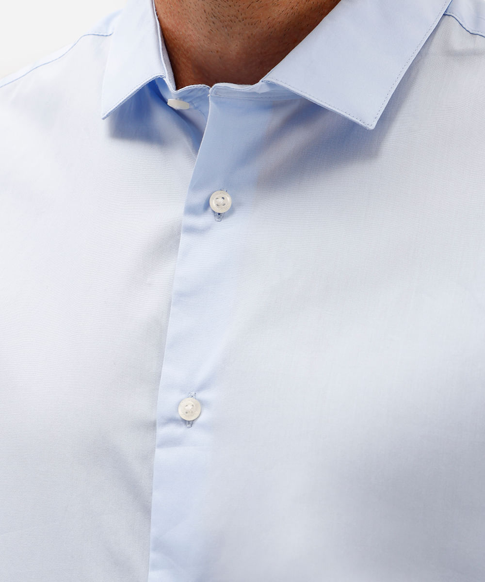 camisa masculina de algodão manga longa azul
