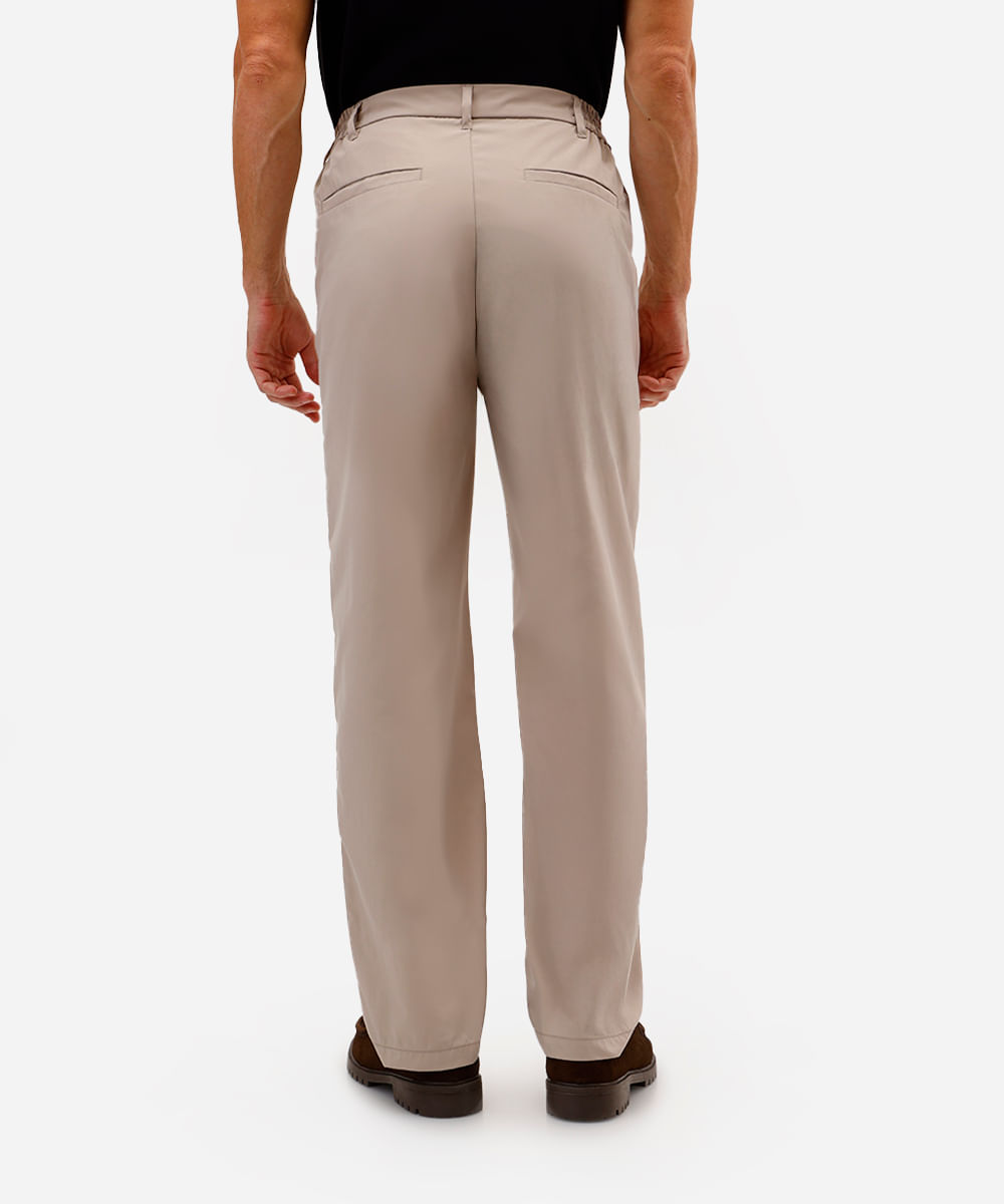 calça masculina de alfaiataria cós elástico bege