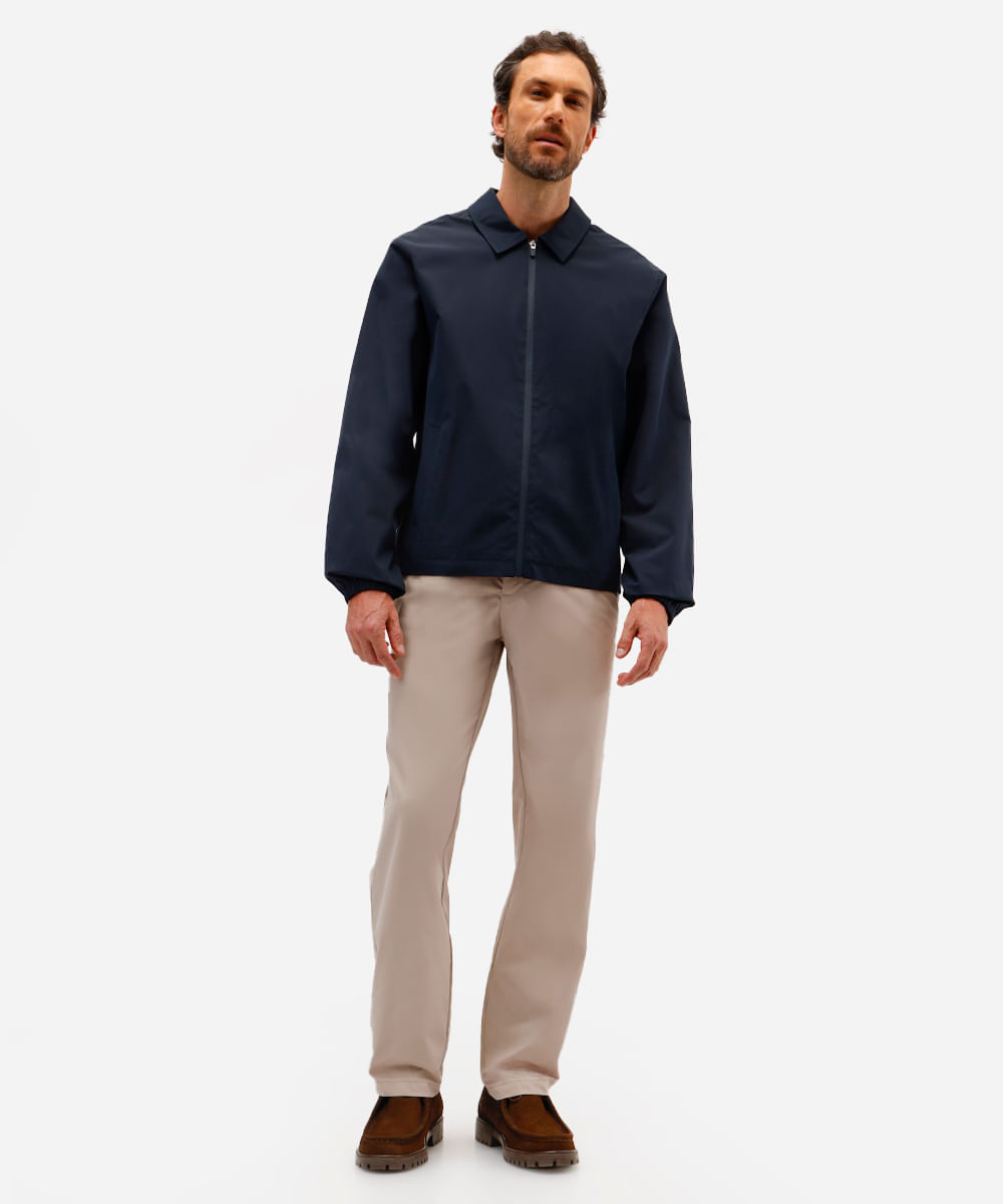 calça masculina de alfaiataria cós elástico bege