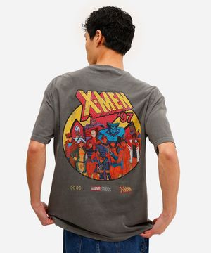 camiseta masculina de algodão x men estonada preta