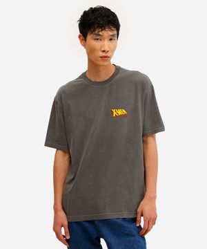 camiseta masculina de algodão x men estonada preta
