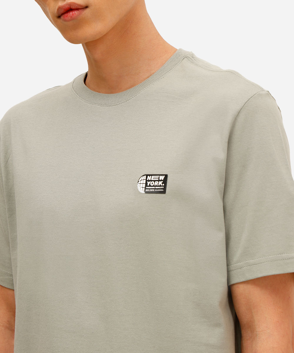 camiseta masculina de algodão new york verde
