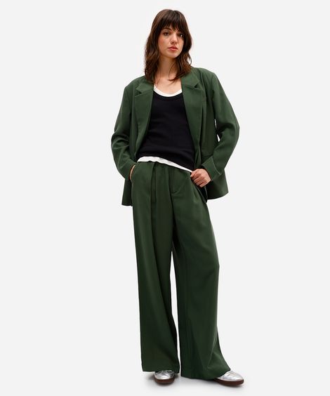 calça de alfaiataria feminina em viscose rita lazzarotti verde