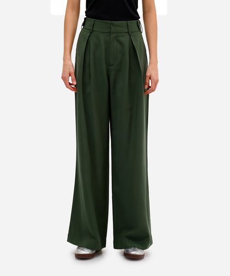 calça de alfaiataria feminina em viscose rita lazzarotti verde