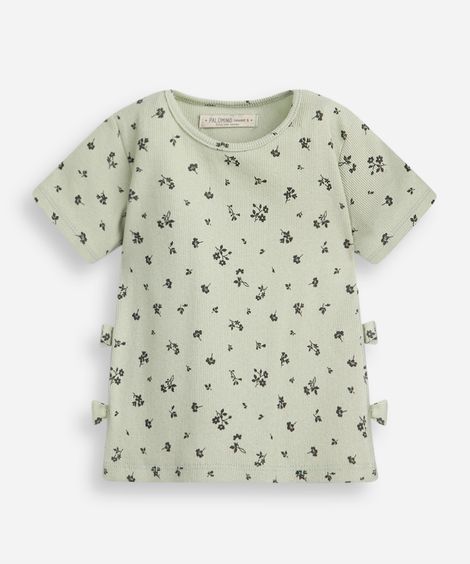 blusa infantil floral com laços verde