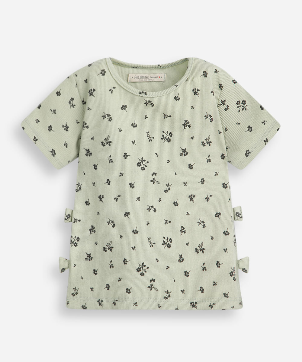 blusa infantil floral com laços verde