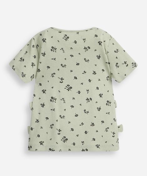 blusa infantil floral com laços verde