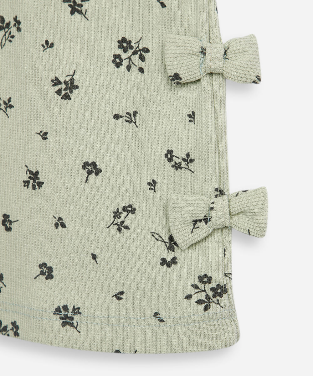blusa infantil floral com laços verde