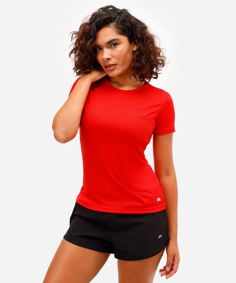 blusa feminina básica manga curta esportiva vermelha
