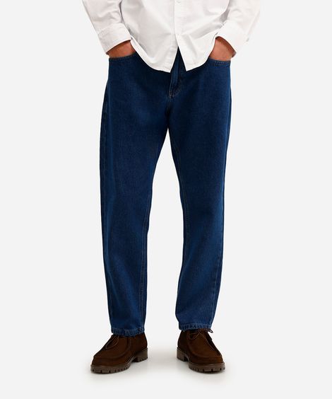 calça reta masculina jeans azul