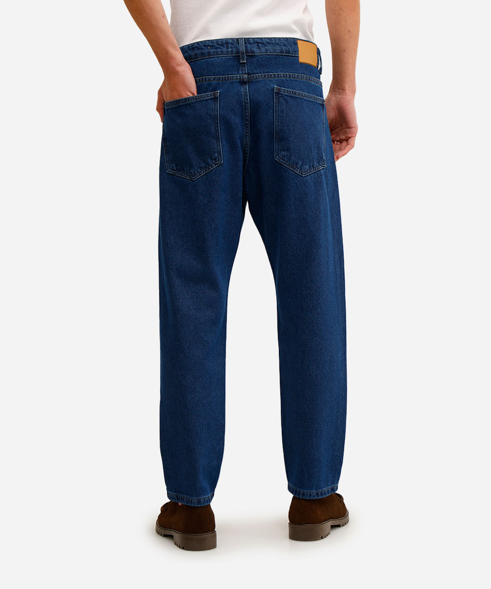 calça reta masculina jeans azul