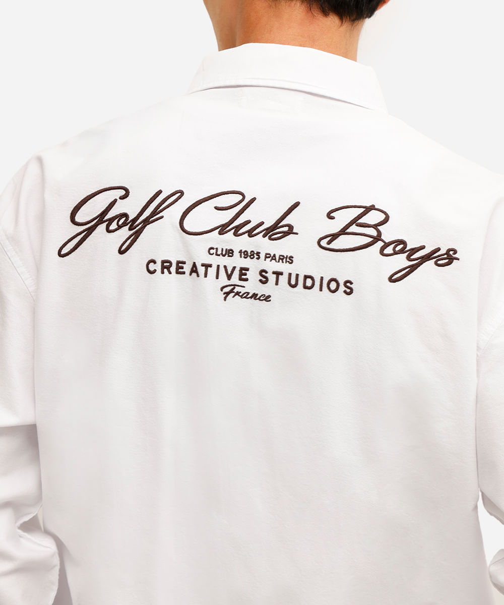 camisa oversized masculina de algodão com bordado off white