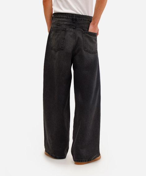 calça super baggy masculina jeans preta