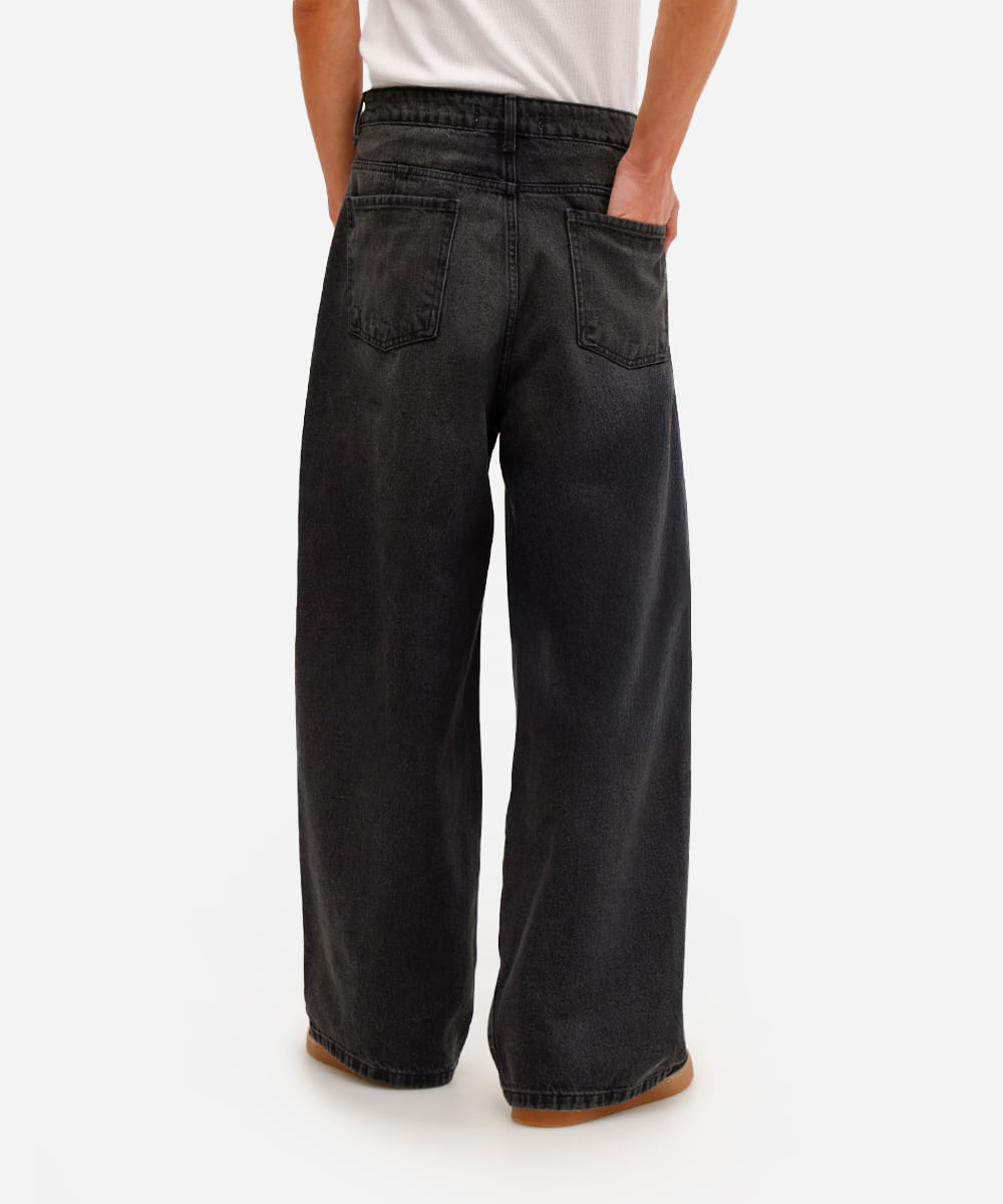 calça super baggy masculina jeans preta