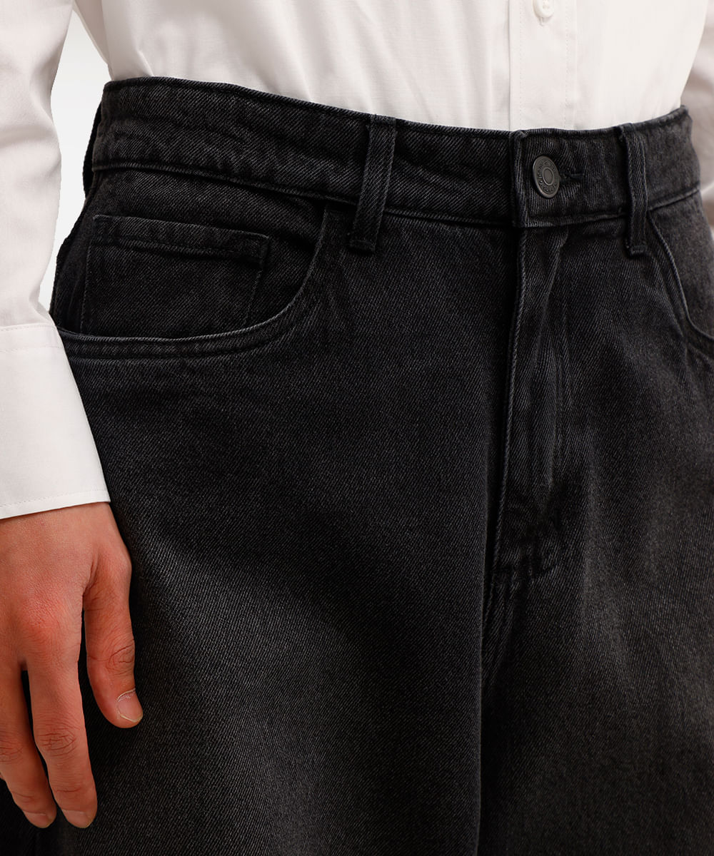 calça super baggy masculina jeans preta