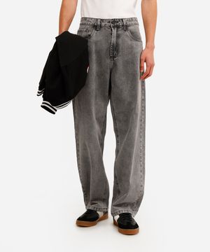 calça baggy masculina jeans cinza