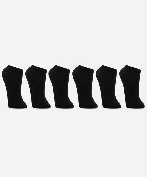 kit de 6 meias cano curto preto