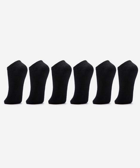 kit de 6 meias cano curto preto