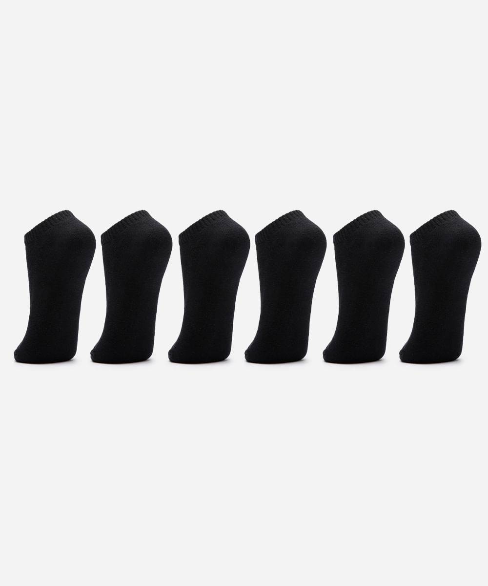kit de 6 meias cano curto preto