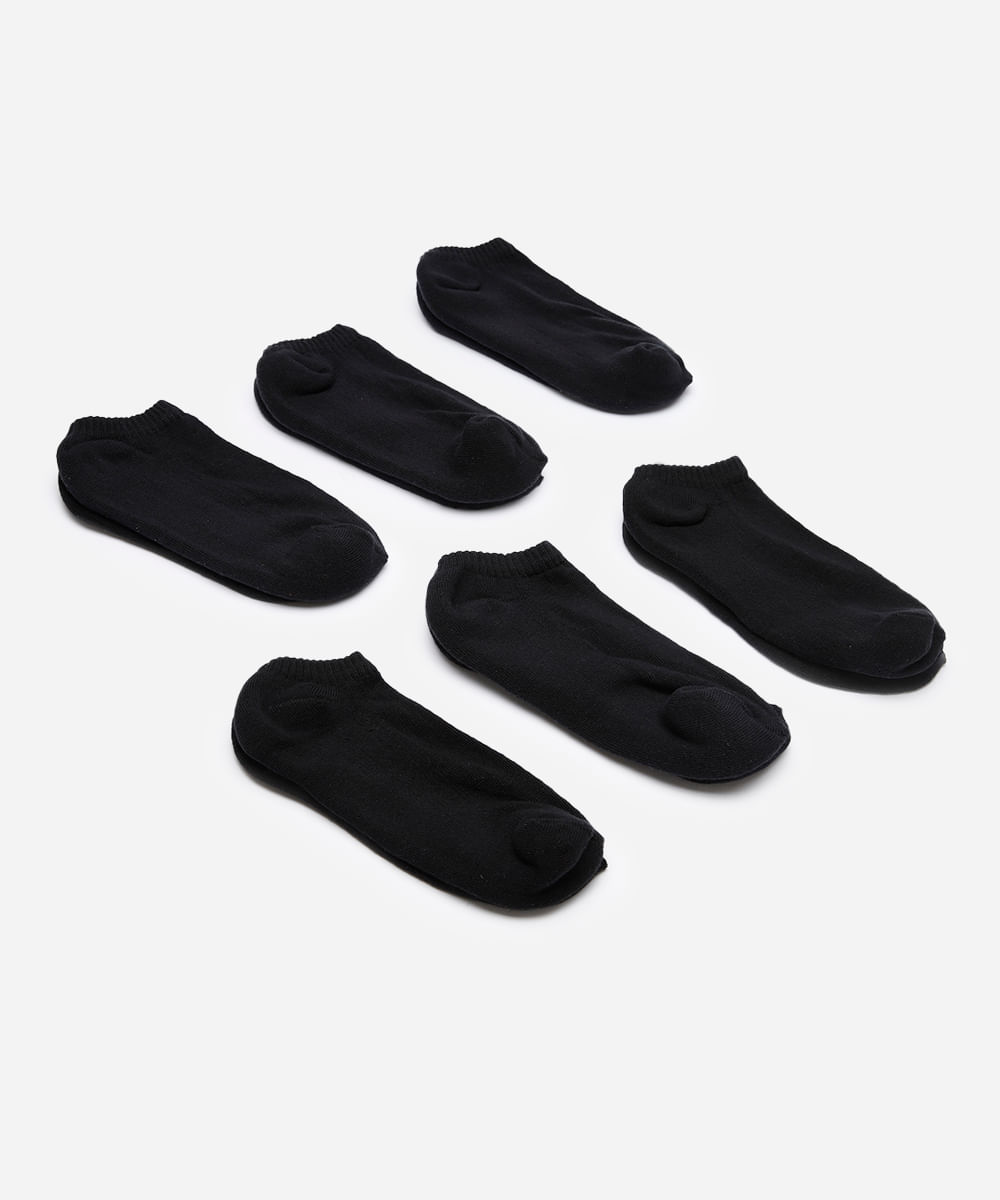 kit de 6 meias cano curto preto