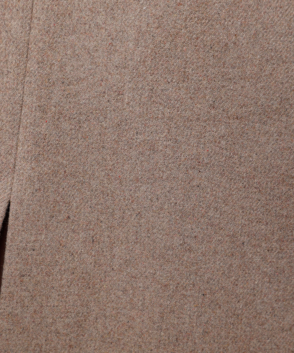 saia midi feminina com lã e fenda mindset bege