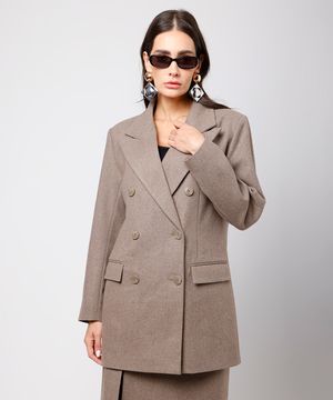 blazer oversized feminino com lã mindset bege
