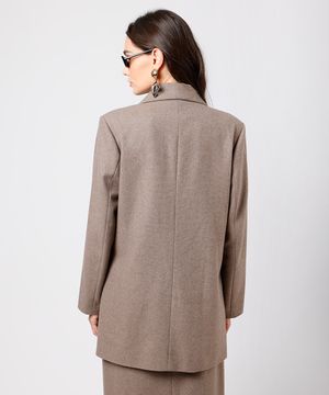 blazer oversized feminino com lã mindset bege