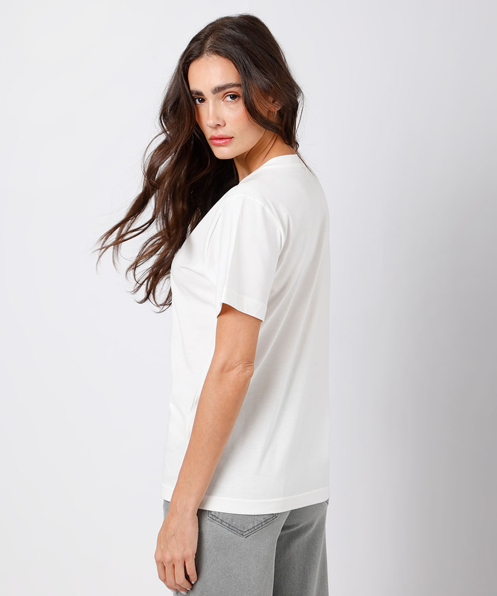 camiseta feminina de algodão gato mindset off white