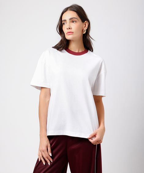 camiseta oversized feminina de algodão mindset off white