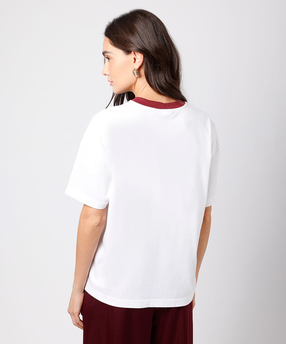 camiseta oversized feminina de algodão mindset off white