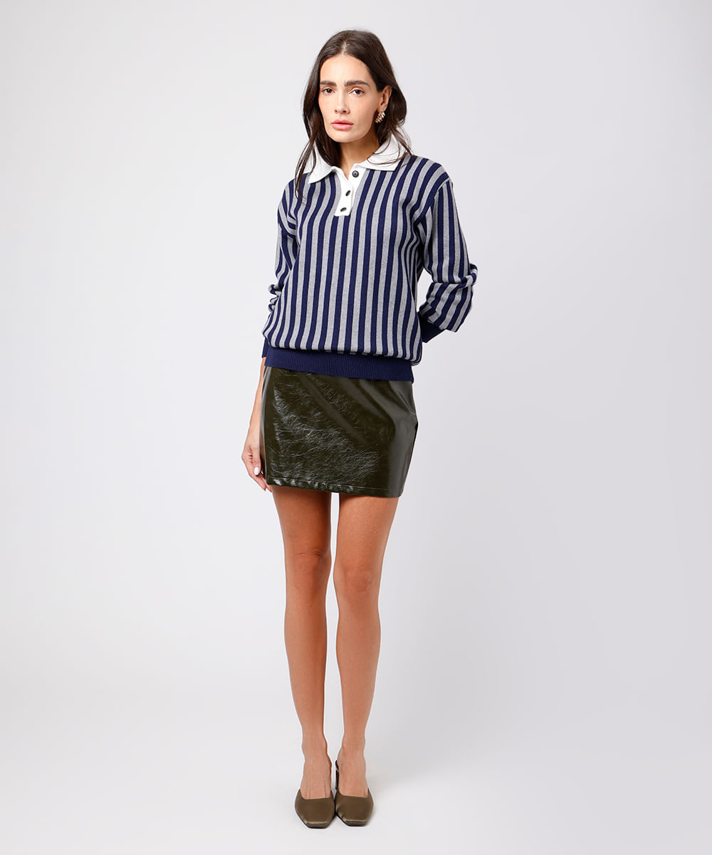 minissaia feminina de poliuretano texturizada mindset verde