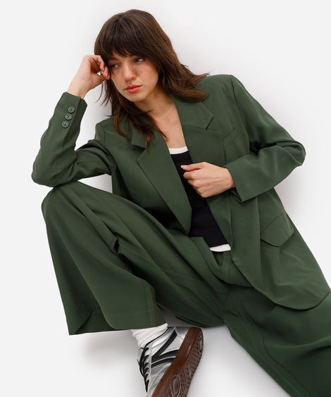 blazer feminino de viscose com cinto rita lazzarotti verde