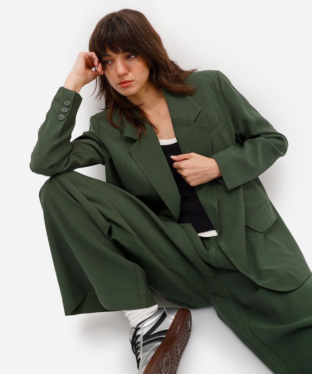 blazer feminino de viscose com cinto rita lazzarotti verde