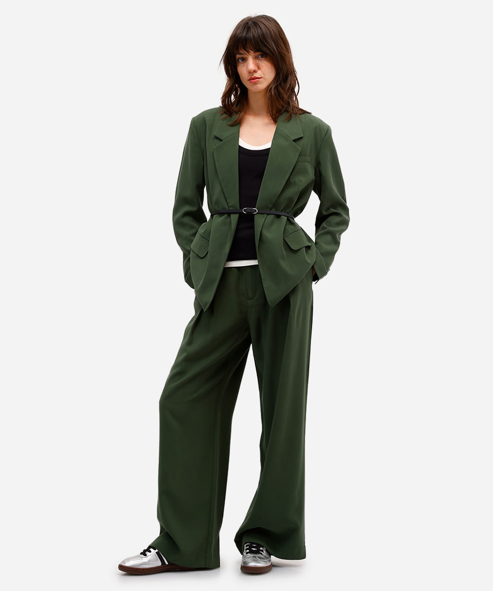 blazer feminino de viscose com cinto rita lazzarotti verde